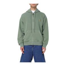 Carhartt Wip, Sweathshirts & Hoodies, Herre, Grøn, S, Beige Zip-Up Hættetrøje