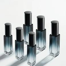 TEMU 6-pack Square Glass Perfume Bottles, 10ml Unscented Mist Sprayers, Portable Press Type, Gradual Color Change, Sample Vials, Water Bottles, 0.34oz Capacity