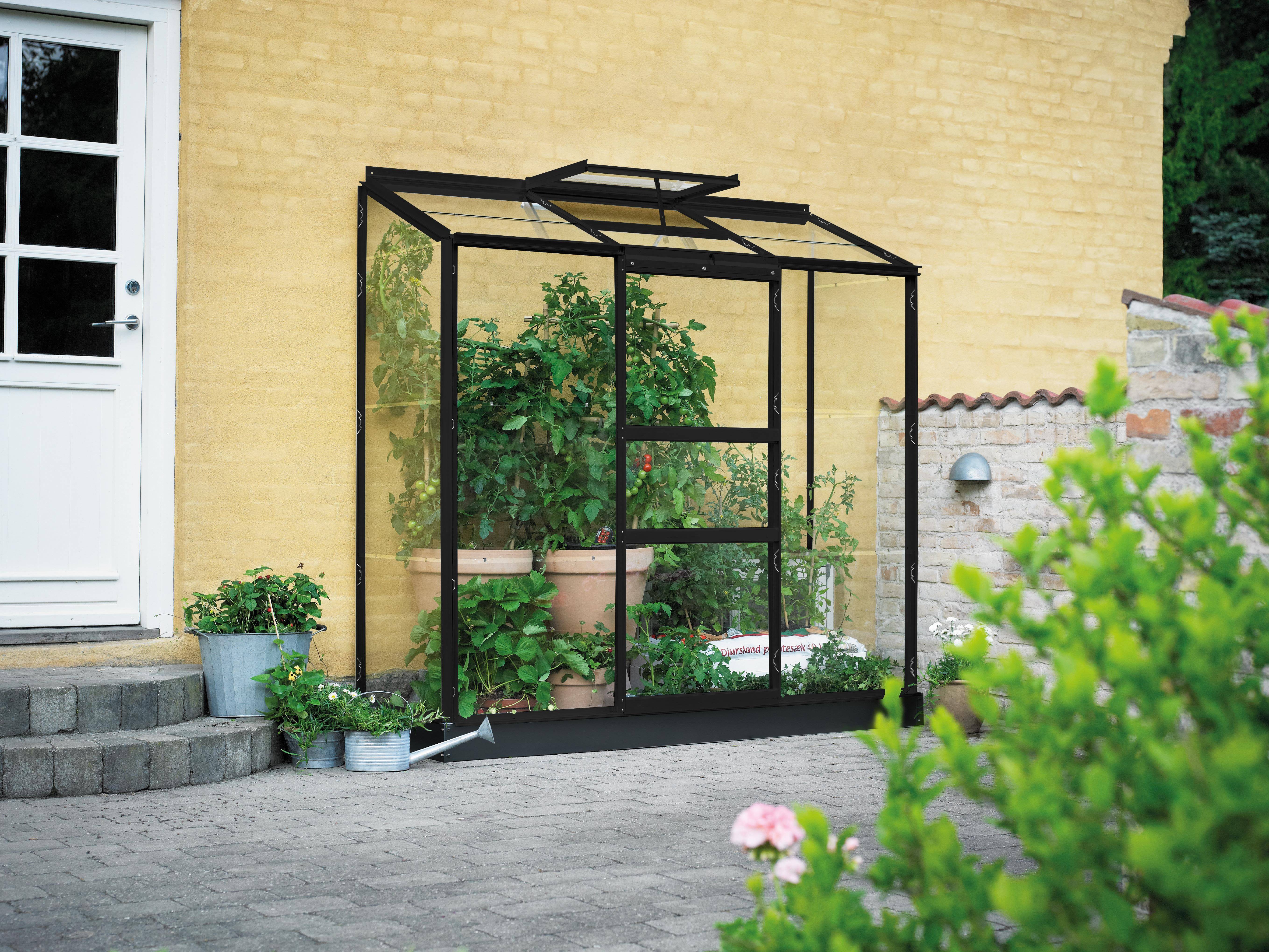 Halls Altan 3 + F06461 Växthus med fundament, 1,3 m², svart