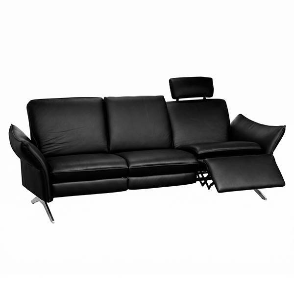 Himolla 6902 3 pers. sofa i sort læder - Justerbar ryg og skammel.