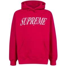 Supreme - hoodie med korsremmar - unisex - bomull - L - Röd