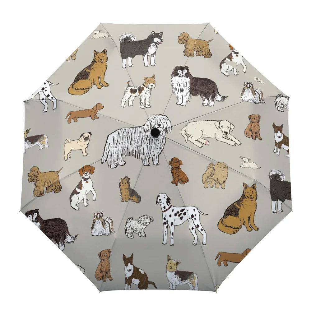 Tecknad Hund Barn Vikbar ReseParaply Kawaii Husdjur Valp Djur Paraplyer Vindtät Lättviktig Parasoll Paraply Sol & Regn