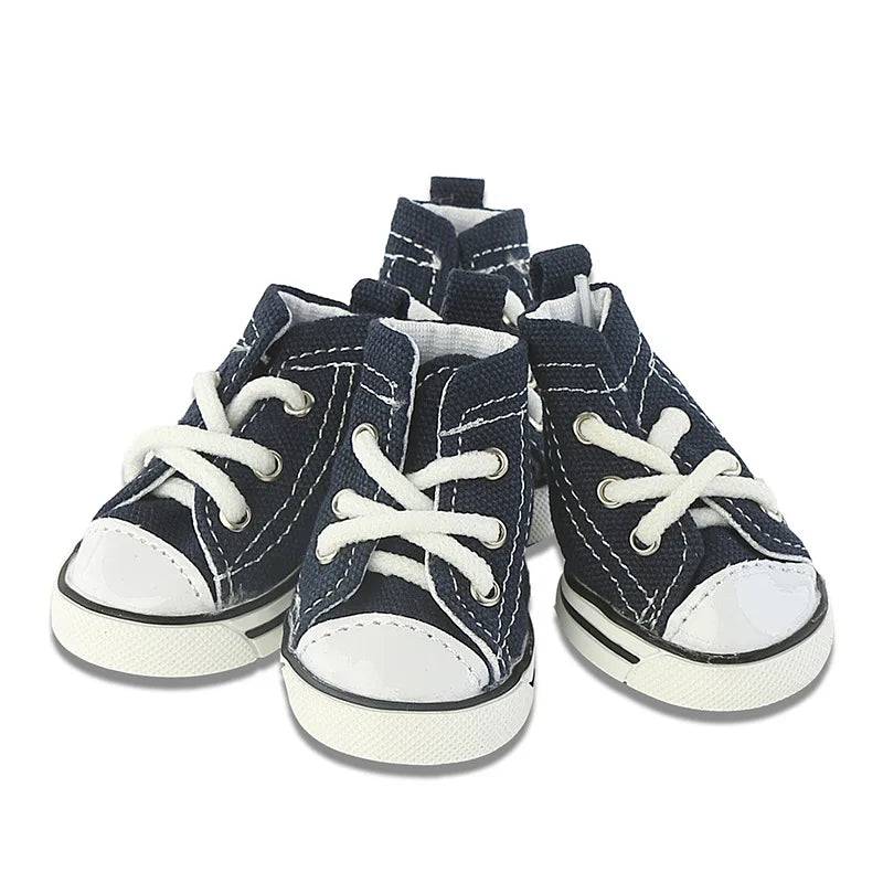 Denim Canvas Sneakers for Small Dogs – Set of 4 - Blue / no.4 (no.4)