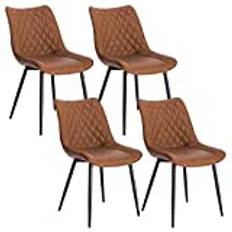 WOLTU 4 x matstolar, set om 4, matsalsstol, köksstol, stoppad stol, designstol med ryggstöd, sits i konstläder, metallram, antik läderlook, ljusbrun, BH210hbr-4