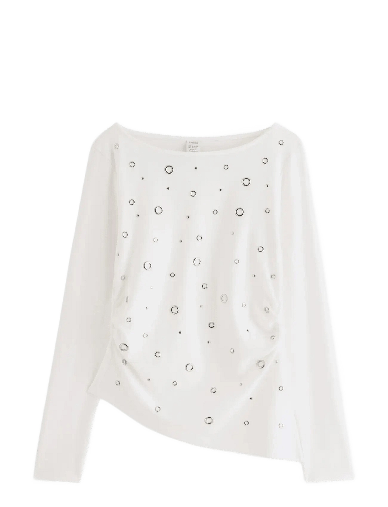 LINDEX Long-Sleeved Top With Gatherings | White | 158/164
