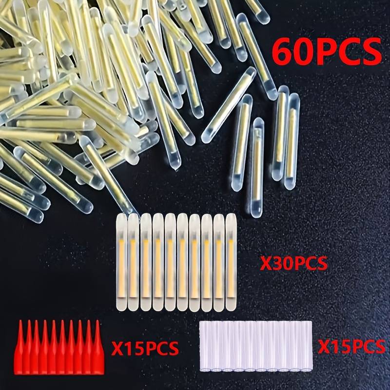 60pcs Luminous Fishing Sticks Set - High-visibility Pe Material, Night Fishing Glow Float Additions