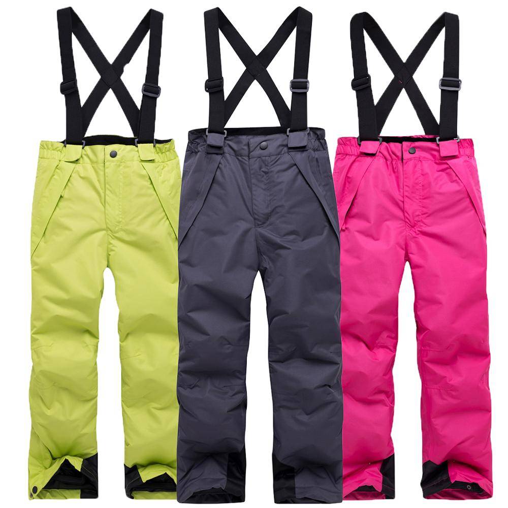 2019 barn vintervarm andas vattentät vindtät snowboardbyxa pantalones snowboard hombre godisfärg utomhusskidbyxa - Svart / 110-116