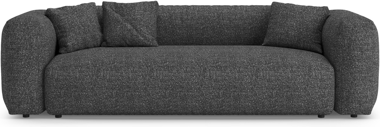 Sovesofa 3-personers Micadoni Martina, antracit bouclé, liggemål 145×194 cm, slidstærk Martindale 78.000, kæledyrsvenlig