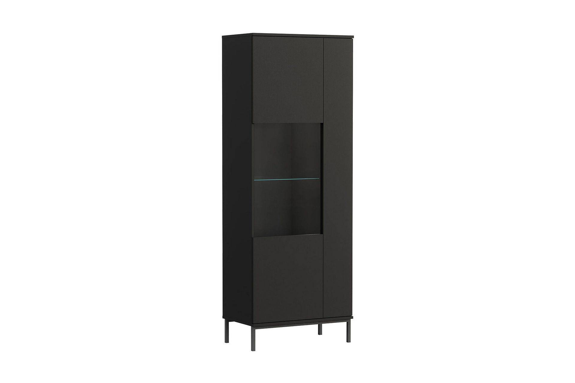 Scandinavian Choice Quertas Vitrinskåp Vit LED Belysning 41 cm djup 70 bred 190 hög Mörkt Trä - Svart