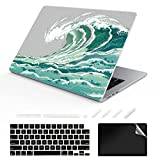 TeDaWen Lämplig för MacBook Air 13,6 tum fodral 2022 Release modell: A2681 M2 chip, tryckt mönster plast matt hårt skal och laptopfodral och tangentbordsskydd för Mac Air 13.6, vågor 1