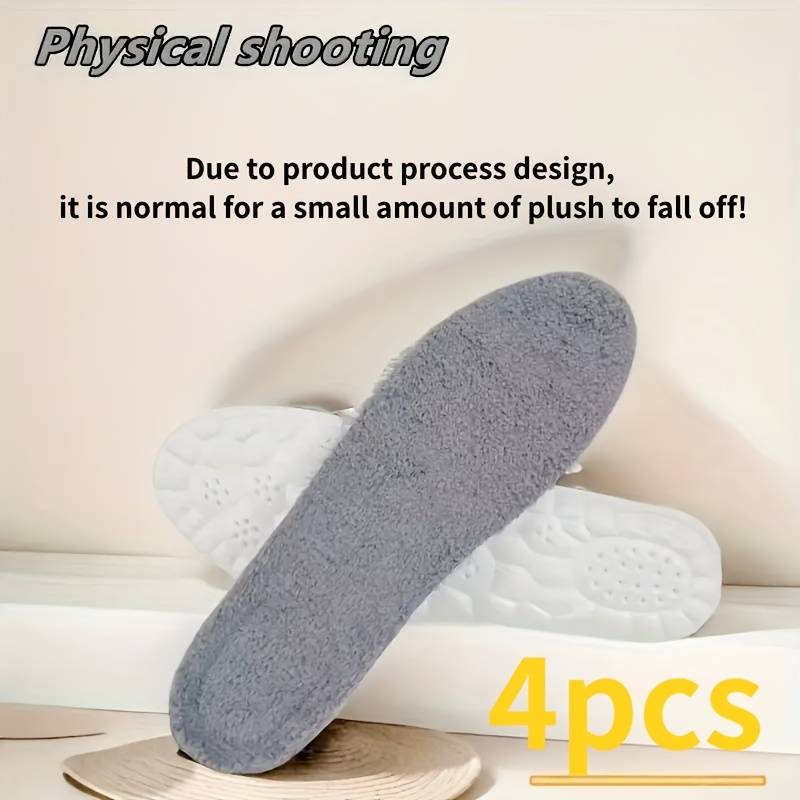 4pcs Winter Warm Plush Insoles For Women Men Thicken Thermal Shoe Pad Sports Inserts Boots Insole