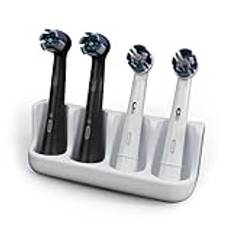 Qikfresh - Hållare för 4 borstar | För tandborsthuvuden från Oral B, iO, Philips Sonicare, Waterpik, Fairywill | Tillverkad av livsmedelssäker silikon (Vit)