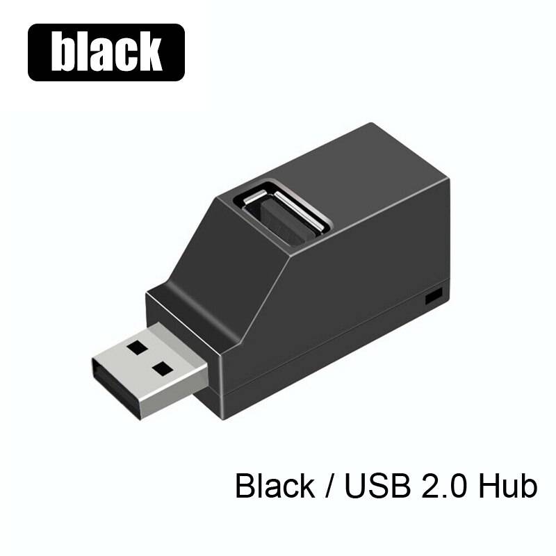 Usb 3.0 hub adapter extender usb 3.0 2.0 3 portar mini splitter för dator bärbar dator stationär dator mus tangentbord u-disk - Svart usb 2.0 -hub