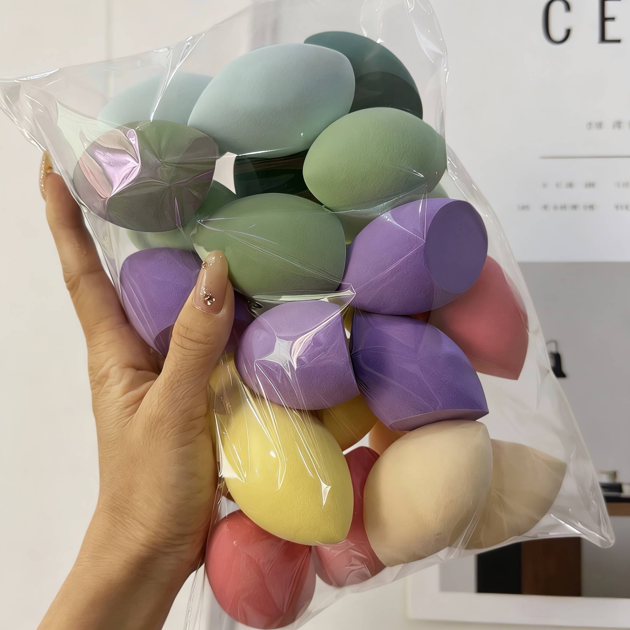 14pcs--multifunctional Makeup Sponge Set, Super Soft Non-powder-eating, Dry And Wet Dual-use, Fine And Non-caking, Foundation Liquid, Cream, Bb Cream And Powder Tools - Random Color And Shape