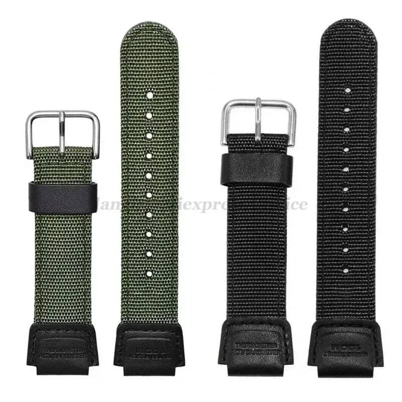 18mm Nylon Watch Strap for Casio for  W800H Black Green Bracelet SGW400 F91W F84 F105/108/A158/168 AE1200/1300 Men Bands