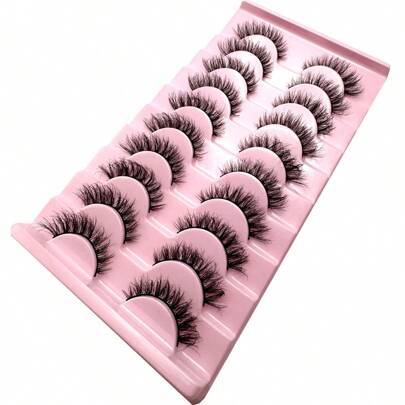 Nya 10 par 6D fluffiga lösa ögonfransar, mjuka och fluffiga, handgjorda, återanvändbara, kort naturlig stil, 3D minkpäls lösa ögonfransar, 3D Cilioss - Svart