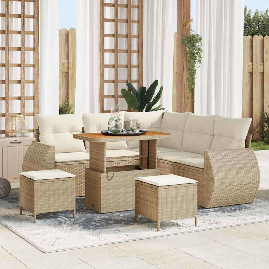 vidaXL Havesofa Sæt 8 stk. Beige polyrattan