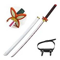 Uvency Träsvärd Katana Svärd Trä Kochou Kanae Samurai Svärd Katana Anime Slayer Cosplay Halloween Rekvisita Samlarobjekt/With Black Belt