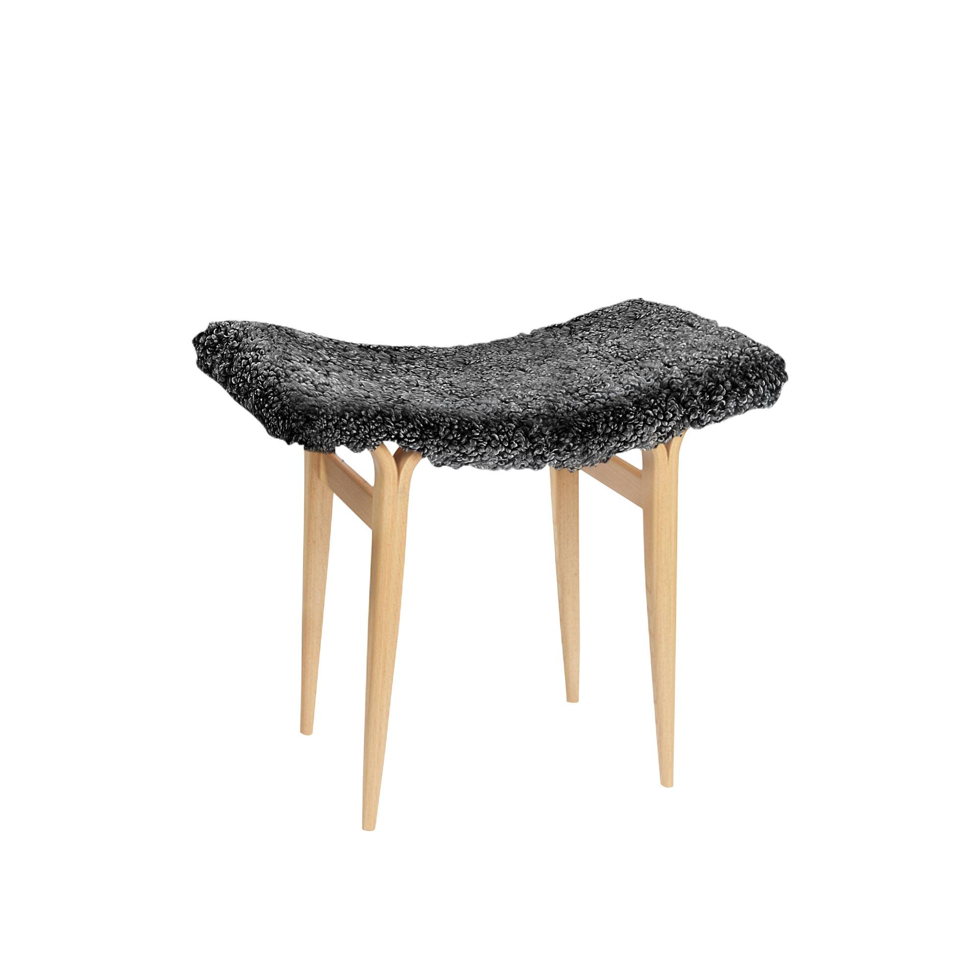 Bruno Mathsson International - Mi 435 Anna - Fårskinn Black - Taburetter - Bruno Mathsson - Sort - Naturmateriale/Træ