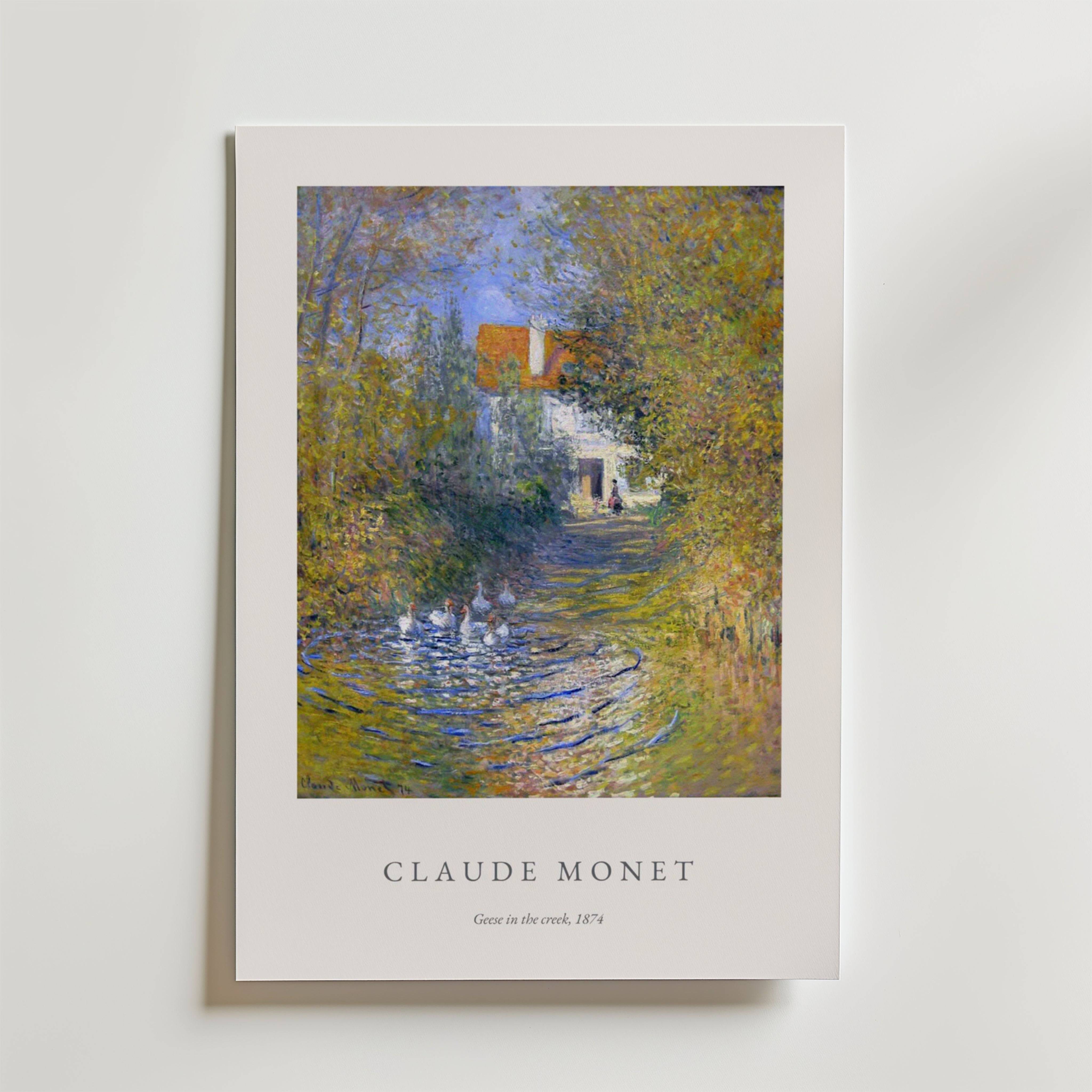 Claude Monet Geese In The Creek Poster - Fine Art Poster 21x30 cm Med passepartout