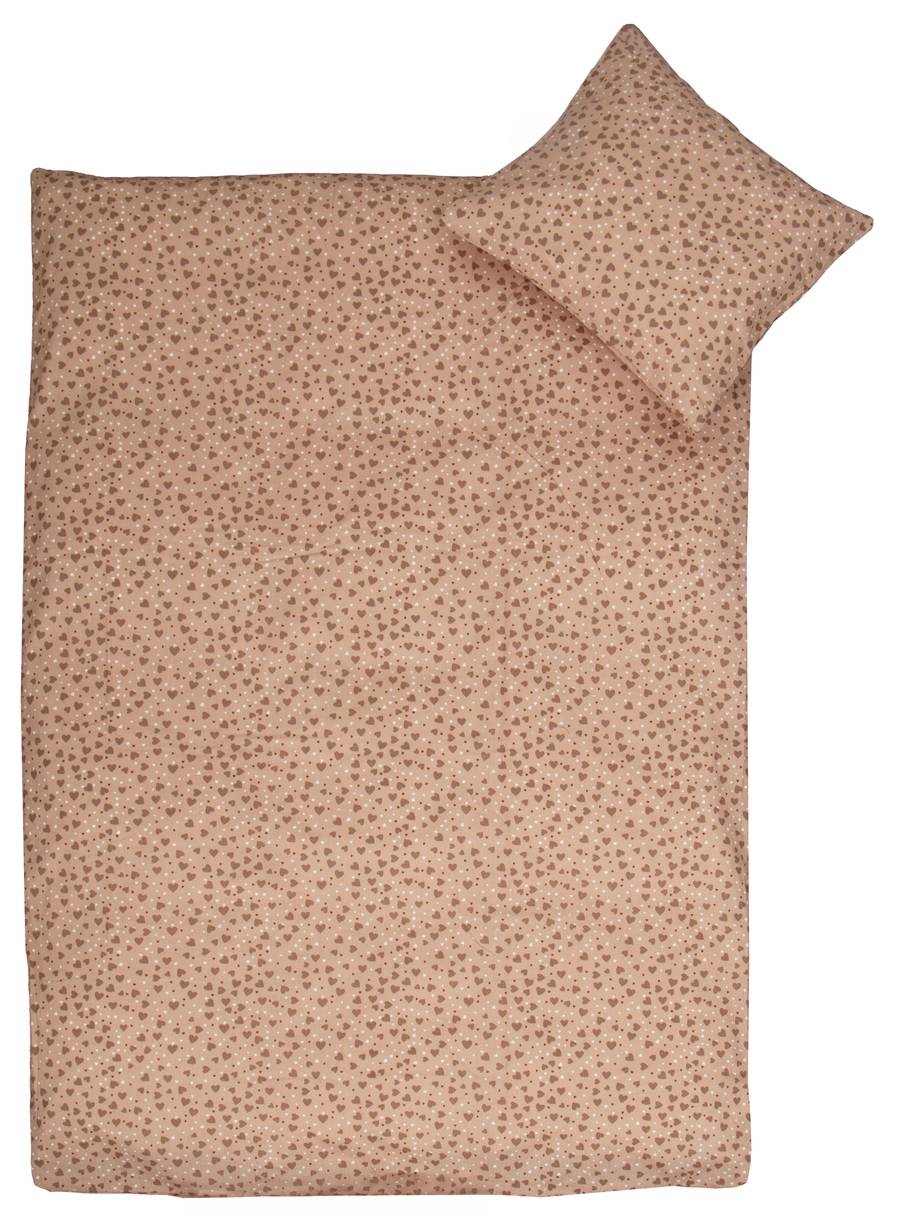 Hjärta påslakanset - 100% bomull - Juniorpåslakan 115x135 cm - Rosa med hjärtan