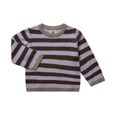Magasin Strikka RWS Wool & Cashmere Baby Pullover Str 74 Cashmere Lavender / Dark Brown Stripe Strik
