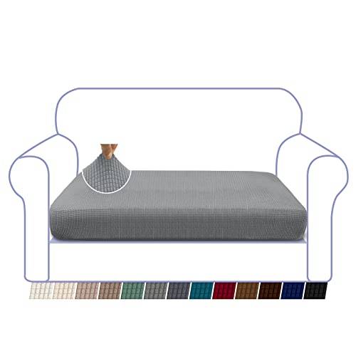 Granbest High Stretch soffa, sittdyna, supermjuk soffa, sätesöverdrag, sittdyna, jacquard, spandex tyg med elastisk undersida (2-sitsig, ljusgrå)