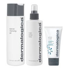 Dermalogica Special Cleansing Gel 250ml, Multi-Active Toner 250ml & Active Moist Moisturiser 100ml Pack