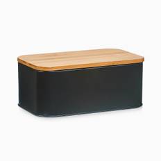 Brødkasse i metal og bambus - Sort - 18cm x 31cm x 12,5cm - Erika