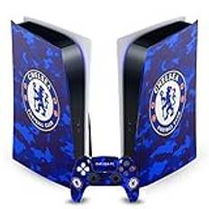 Head Case Designs Officiellt Licensierade Chelsea Football Club Kamouflage Blandad logotyp Vinyl Hud Dekal Kompatibel Med Sony PlayStation 5 PS5 Disc Edition Console & DualSense Controller