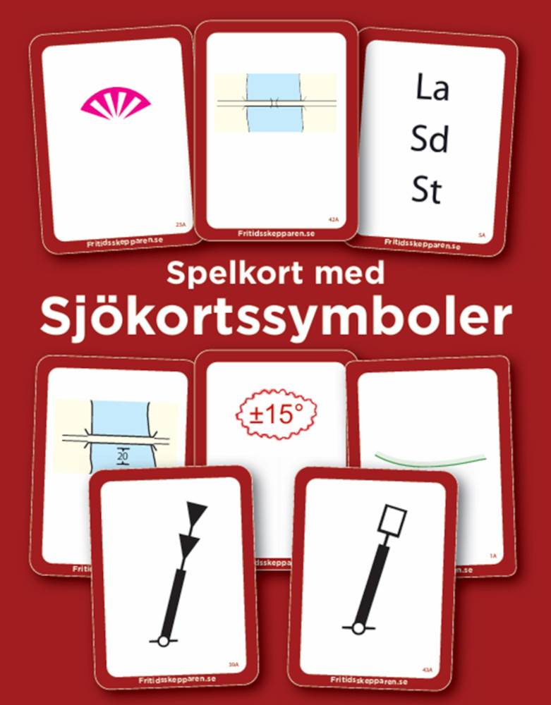 Fritidsskepparens playing cards nautical chart symbols