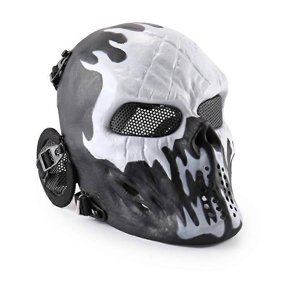 (Wildfire) REikirc Taktisk Helmaske Airsoft Skull Mask med Hörselskydd CS Halloween Cosplay Masker