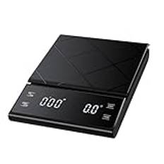 Viitech Kaffevåg digital med timer upp till 3 kg/0,1 g, batteridriven espressovåg med LED-pekskärm, multifunktionell köksvåg digital finvåg livsmedelsvåg (batterier ingår ej), XXEU-1011-4404662