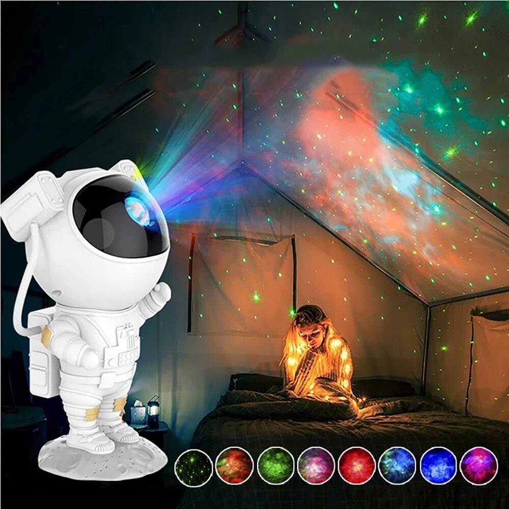 LED Kreativ Astronaut Galaxprojektorlampa Gypsophila Projektion Stjärnklar Nattlampa för Barn Heminredning