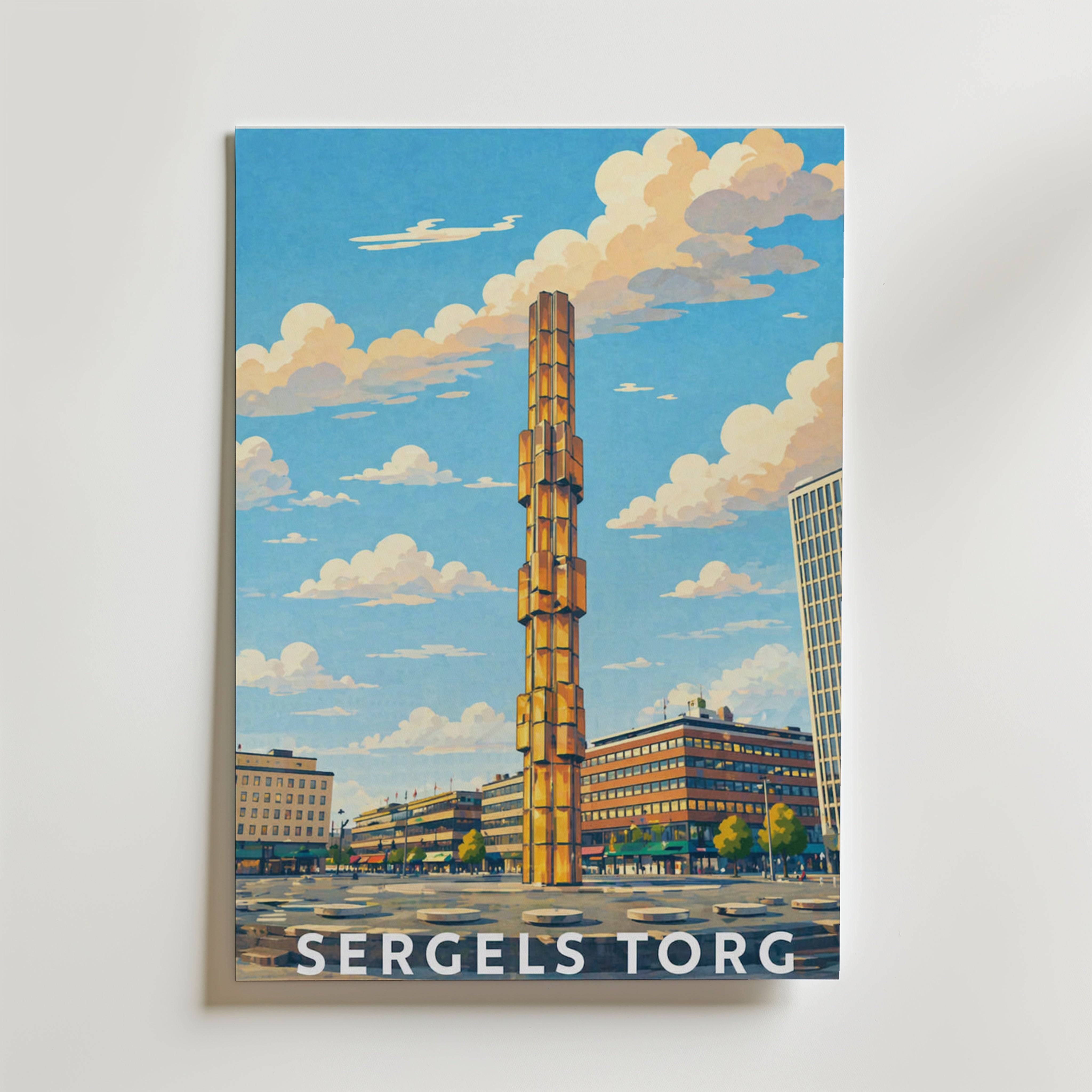 Sergels Torg Stockholm Poster - Premium Canvas 40x50 cm