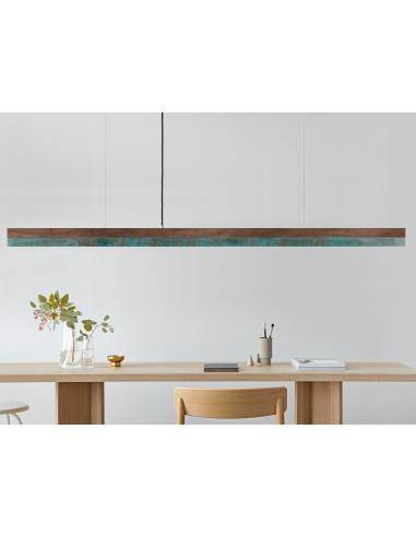 Langbordspendel i nøddetræ og kobber 182 cm 25W LED - Nøddetræ/Oxideret kobber