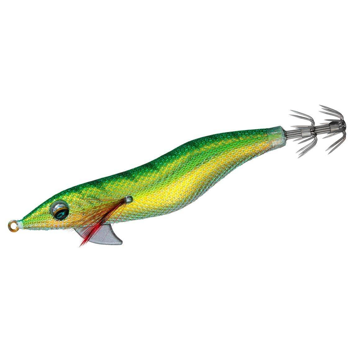 Daiwa Emeraldas Fall LC Rattle Squid Cedar 3.0 Jigg, Guld-Lime