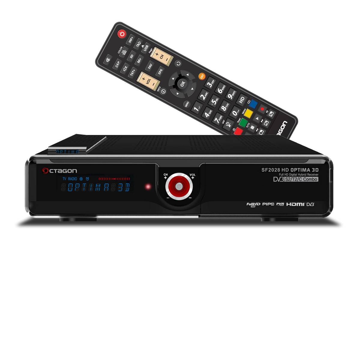 Octagon SF2028 DVB-S2 & DVB-C/T CI+ – Full HD Kombomottagare med dubbla tuners (Välj variant: Med hårddisk)