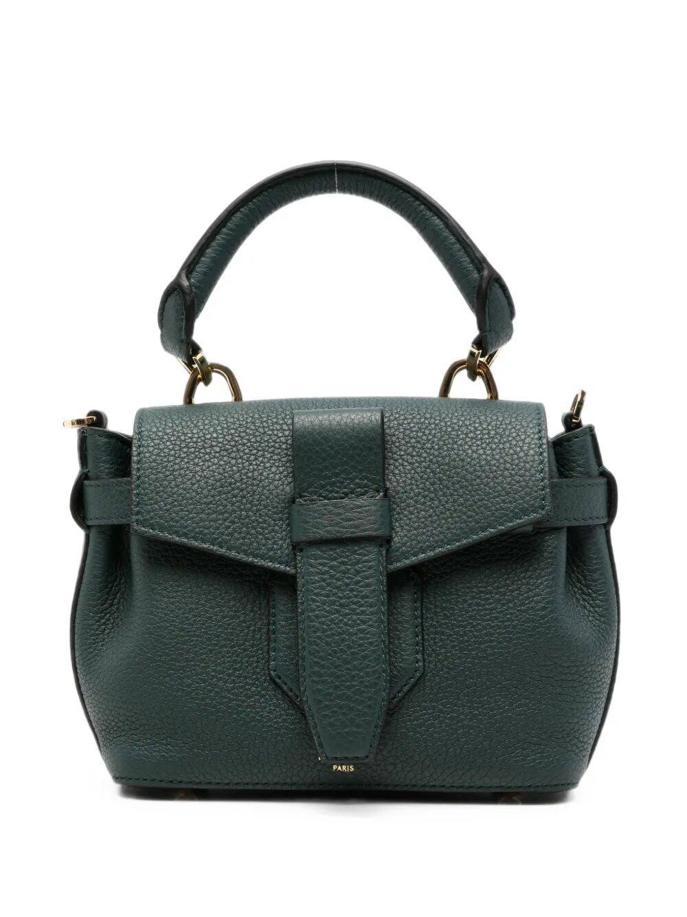 LANCEL Handbag Green Leather "Charlie Mini"