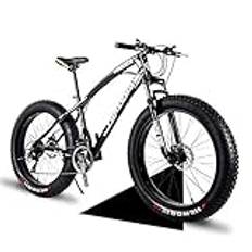 KKNSYW 61 cm mountainbike med tjocka däck, vuxna män kvinnor hård svans mountainbike med främre fjädring mekaniska skivbromsar, halkskydd kolstål mountainbike/svart/27 hastigheter