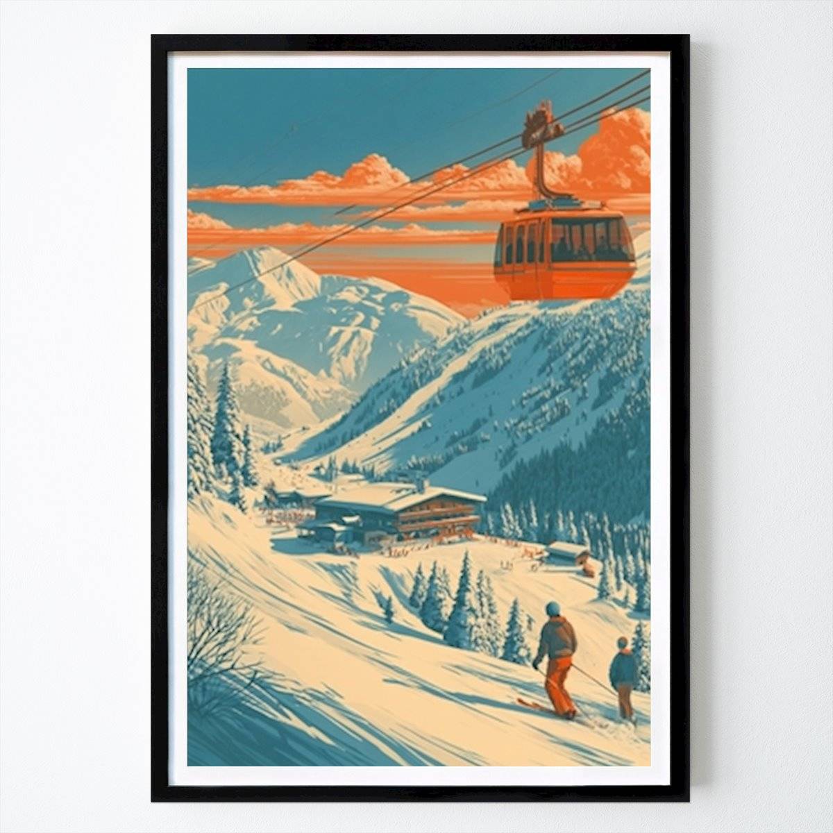 Retro & Vintage Poster: Solnedgångsäventyr med linbana i alpina bergen av Emelie Andersson