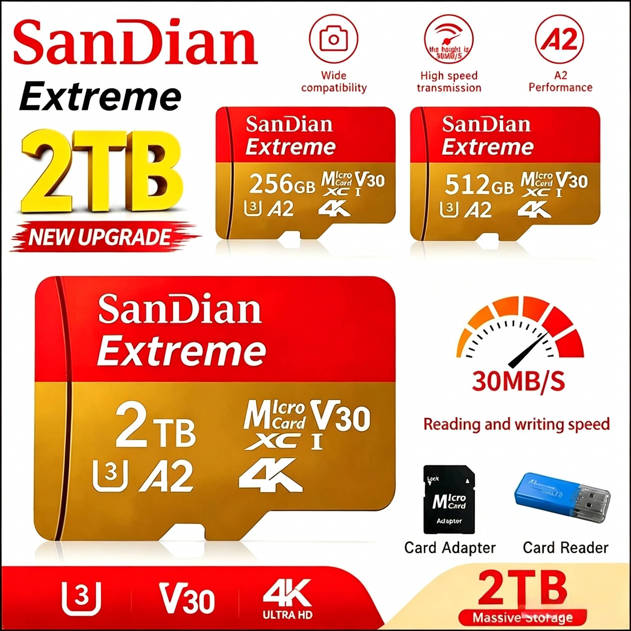 2026 1TB Micro TF/SD Card Memory Card 128GB 256GB  Mini Memory Card Class10 For Camera/Phone/Drone