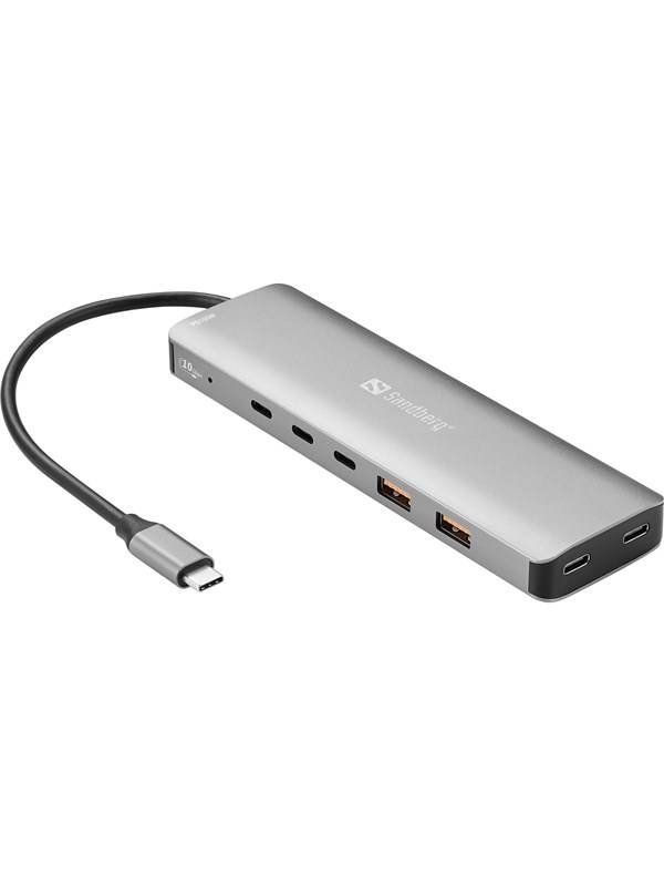 Sandberg USB-C to 5 x USB-C + 2 x USB-A 100W USB Hub - 7 porte - Grey