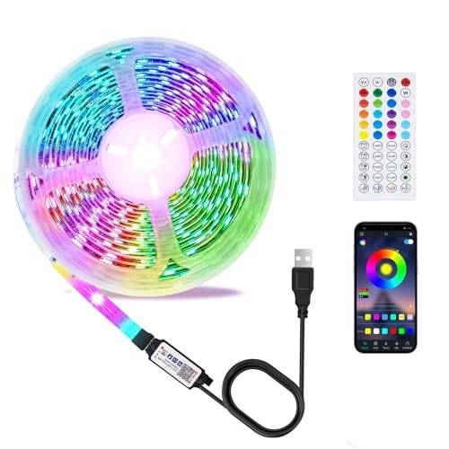 LED Remsa 3m, USB Gränssnitt TV Bakgrundsbelysning RGB LED Ljusband Med IR Fjärrkontroll Bluetooth Smart Appstyrning, Musik Synkronisering Timerinställning, För HDTV/TV Skärm/PC Dekoration