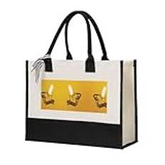 MDATT Söt gråtande motorsåg jul tygväskor, återanvändbara presentkassar med handtag, strandväskor, canvas shoppingkassar, BEIgE, en storlek