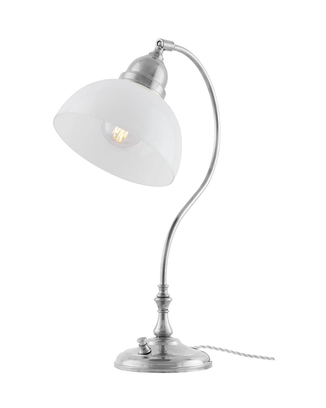Bordlampe - Lagerlöf nikkel, opalhvid skærm