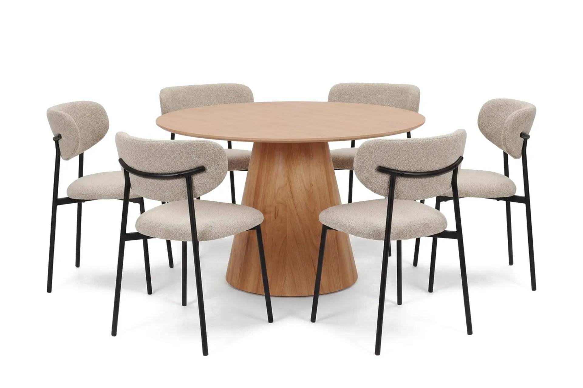 Siena Matgrupp runt 130 cm Ek med 6 Lucy Matstolar - Brun Bark