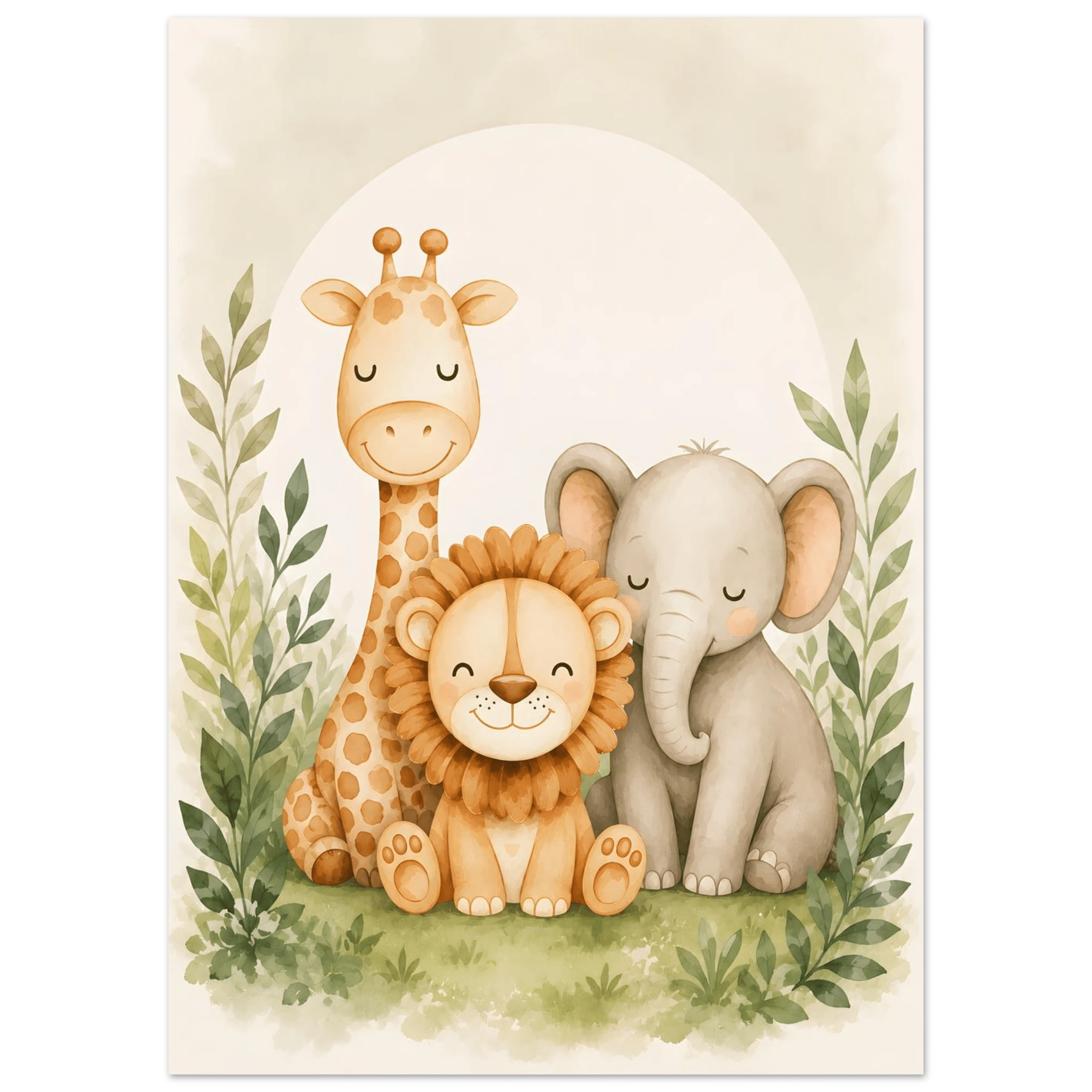 Lejon, elefant giraff poster-50x70 cm / 20x28″ / Utan ram / -