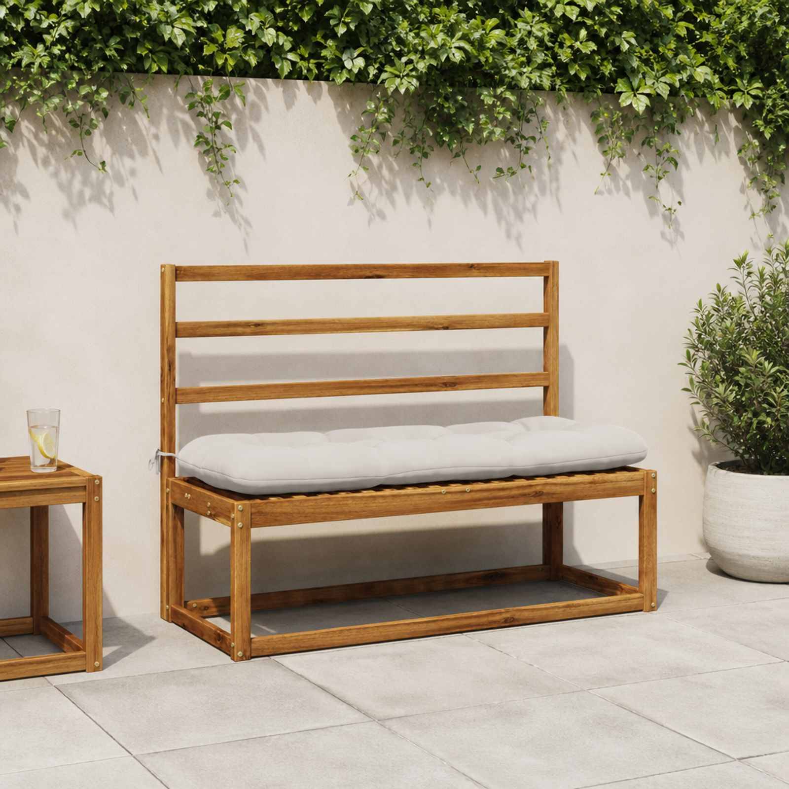 vidaXL 2-delade Bänk Kuddar VIANEN 100% Polyester Vit 120 x 40 x 12 cm