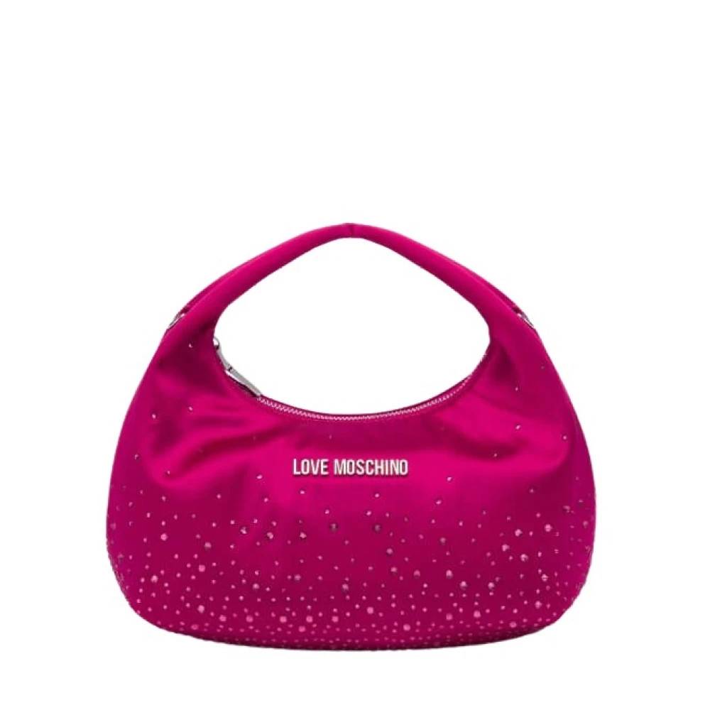 Love Moschino Hobo Taske med Rhinestone Dekoration - Tasker - Dame - Lyserød - ONE SIZE -